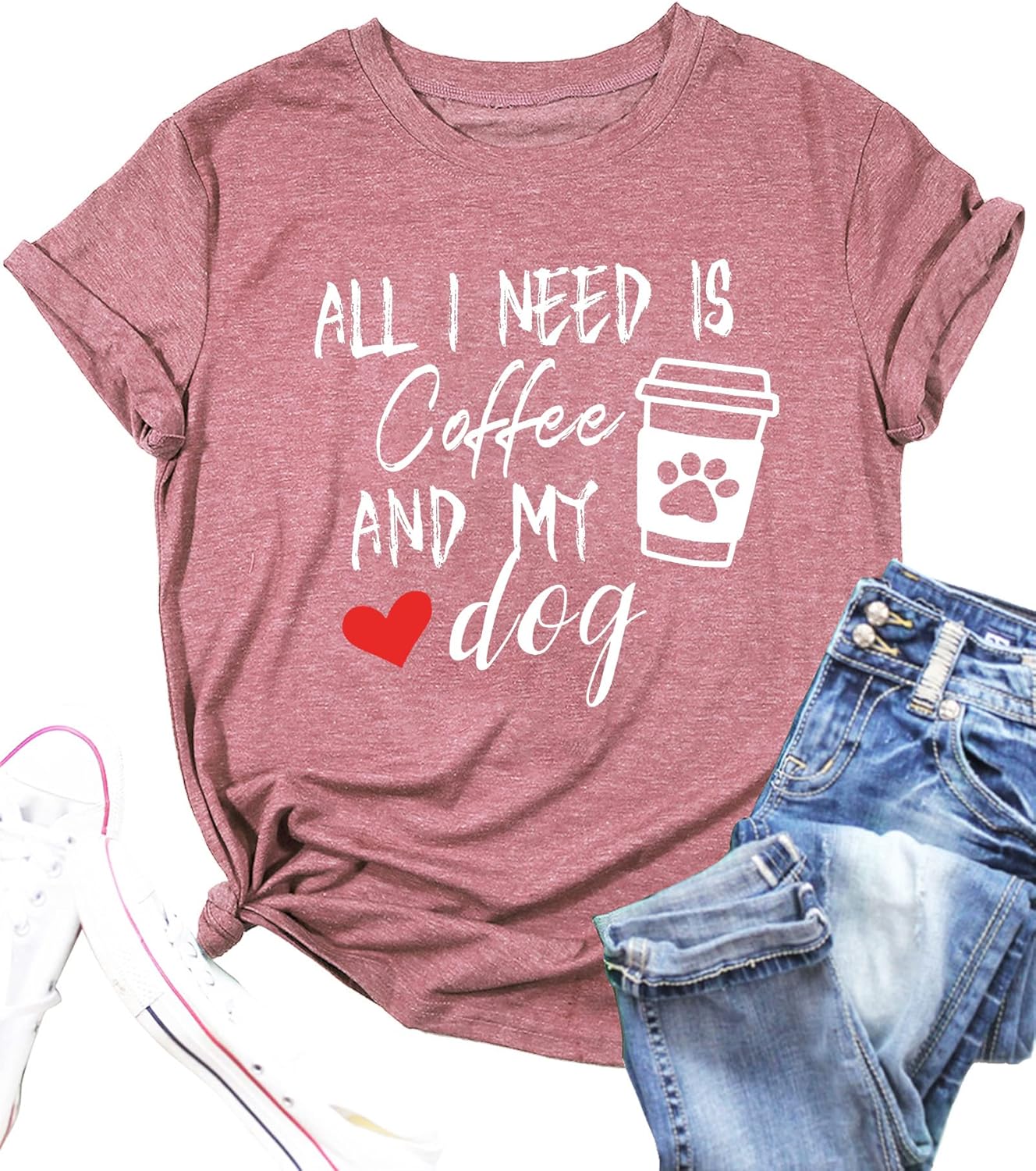 Dog Mom Women's T-Shirt: Dog Lover Gift, Causal Short Sleeve Blouse Top, Funny Saying