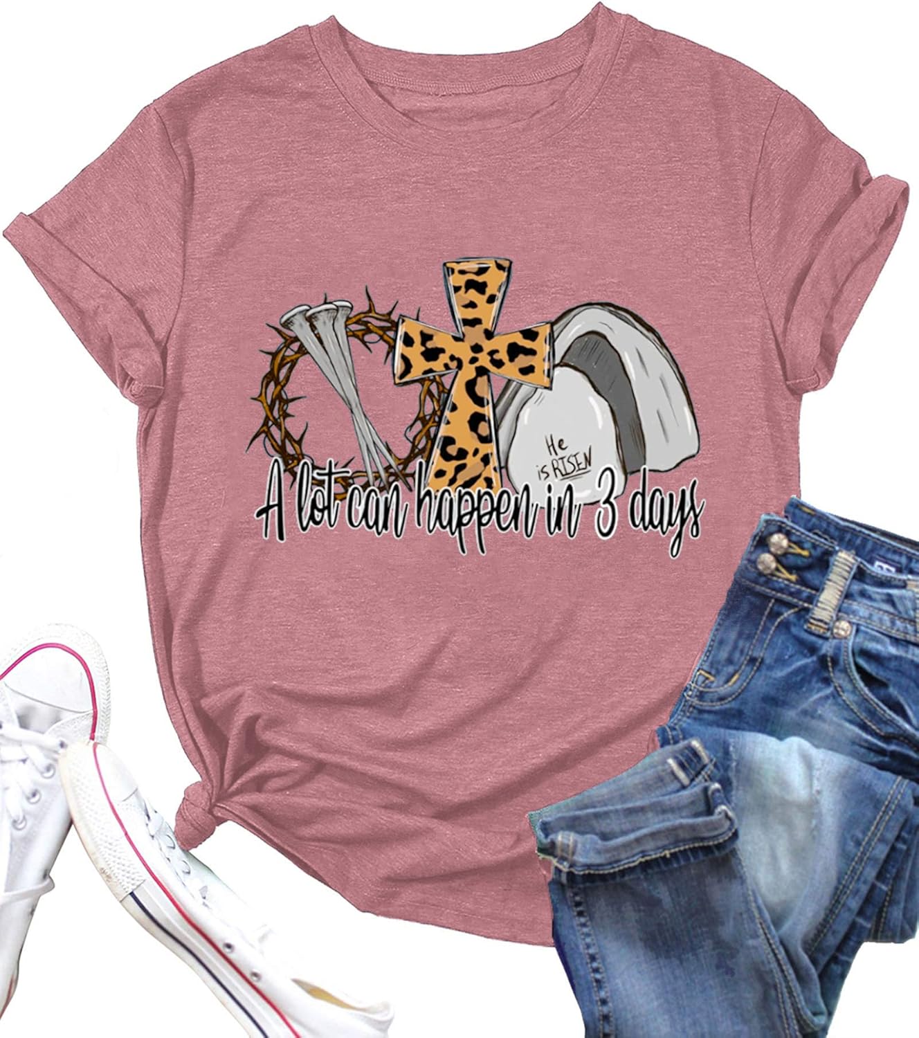 A Lot Can Happen in 3 Days Shirt Women Christian Easter Tshirts Casual Short Sleeve Religious Quotes Tee Tops
