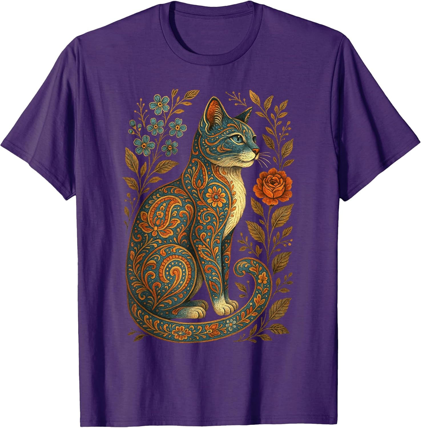 Cat Floral Patterns Vintage Flowers Art