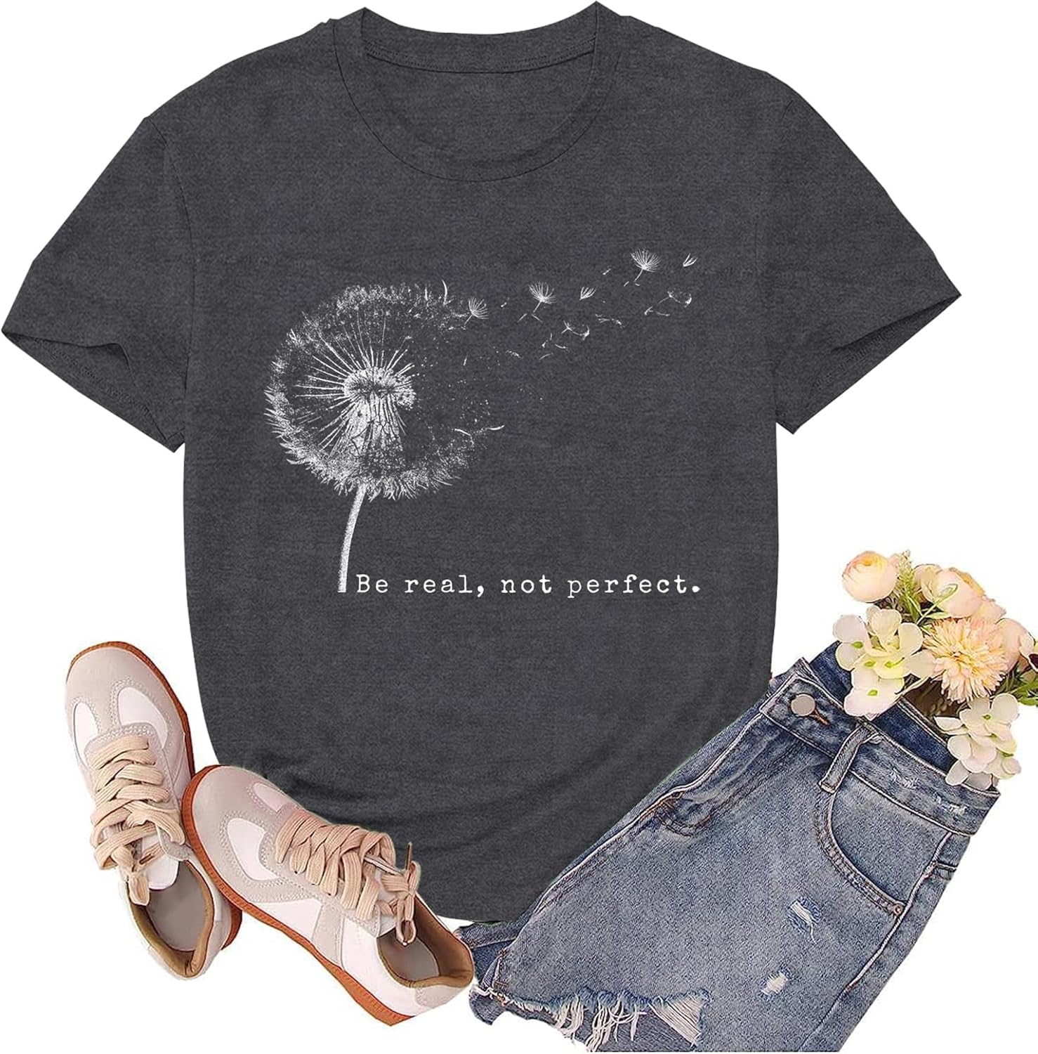 Motivational Shirts for Women Be Real Not Perfect Tshirts Inspirational Tee Tops