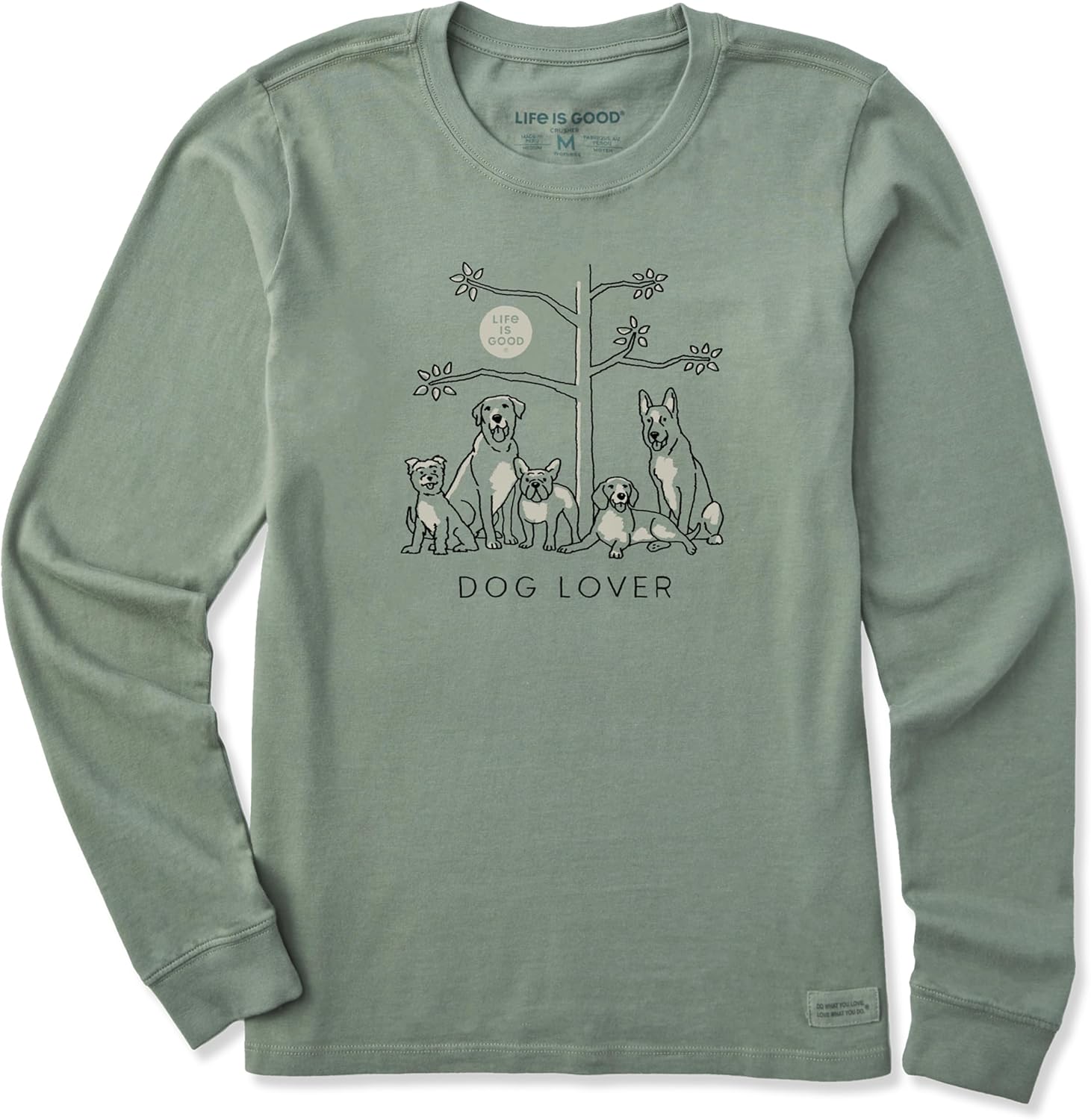 Women's Crusher Tee Shirt, Long Sleeve Cotton Graphic T-Shirts, Dog Lover Tree
