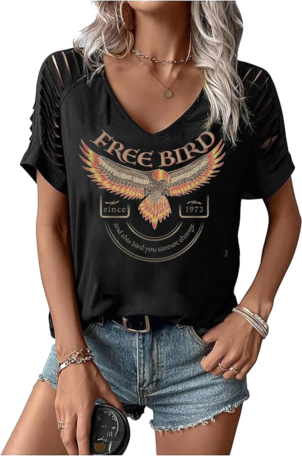 Cut Out V Neck T Shirts Nashville Outfits for Women Casual Loose Shirt Country Music Graphic Tee Shirts