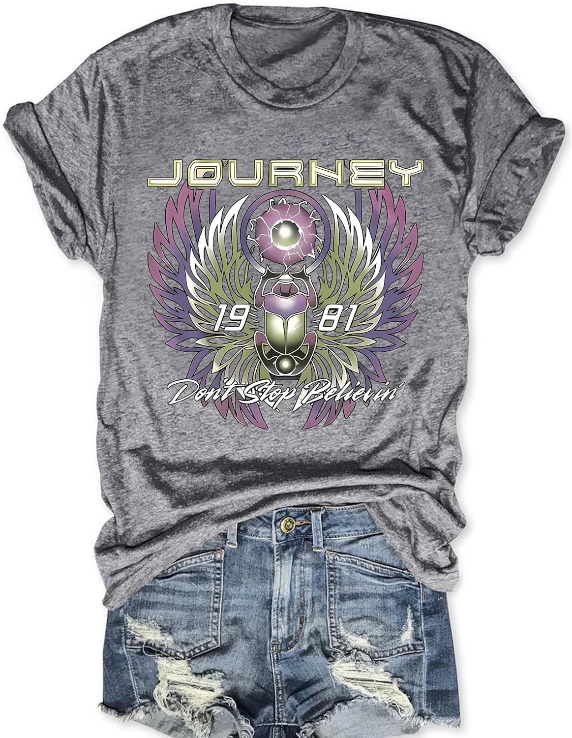 Journey T Shirts for Women Vintage Travel Shirt Funny Graphic Tees Short Sleeve Tops