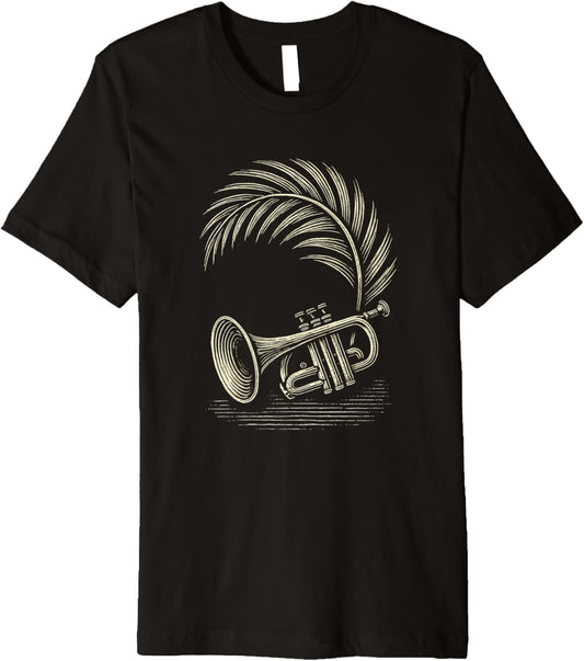 Woodcut Trumpet Palm Premium