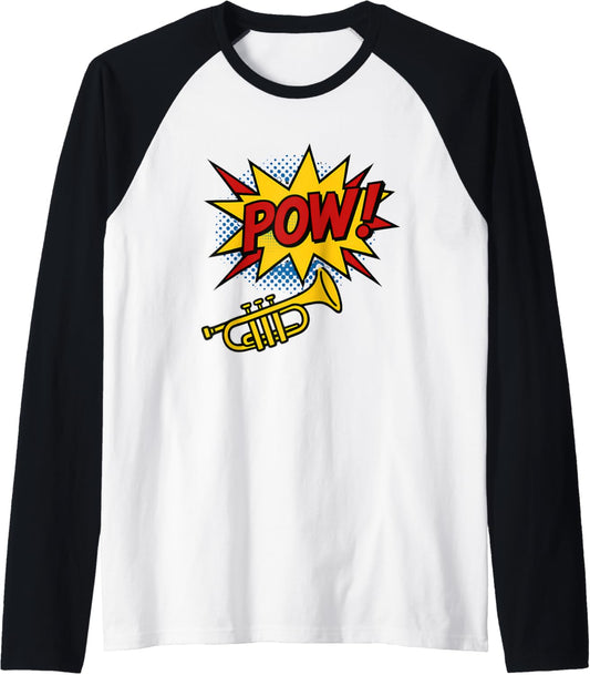 Comic Trumpet Pop Raglan Baseball Tee