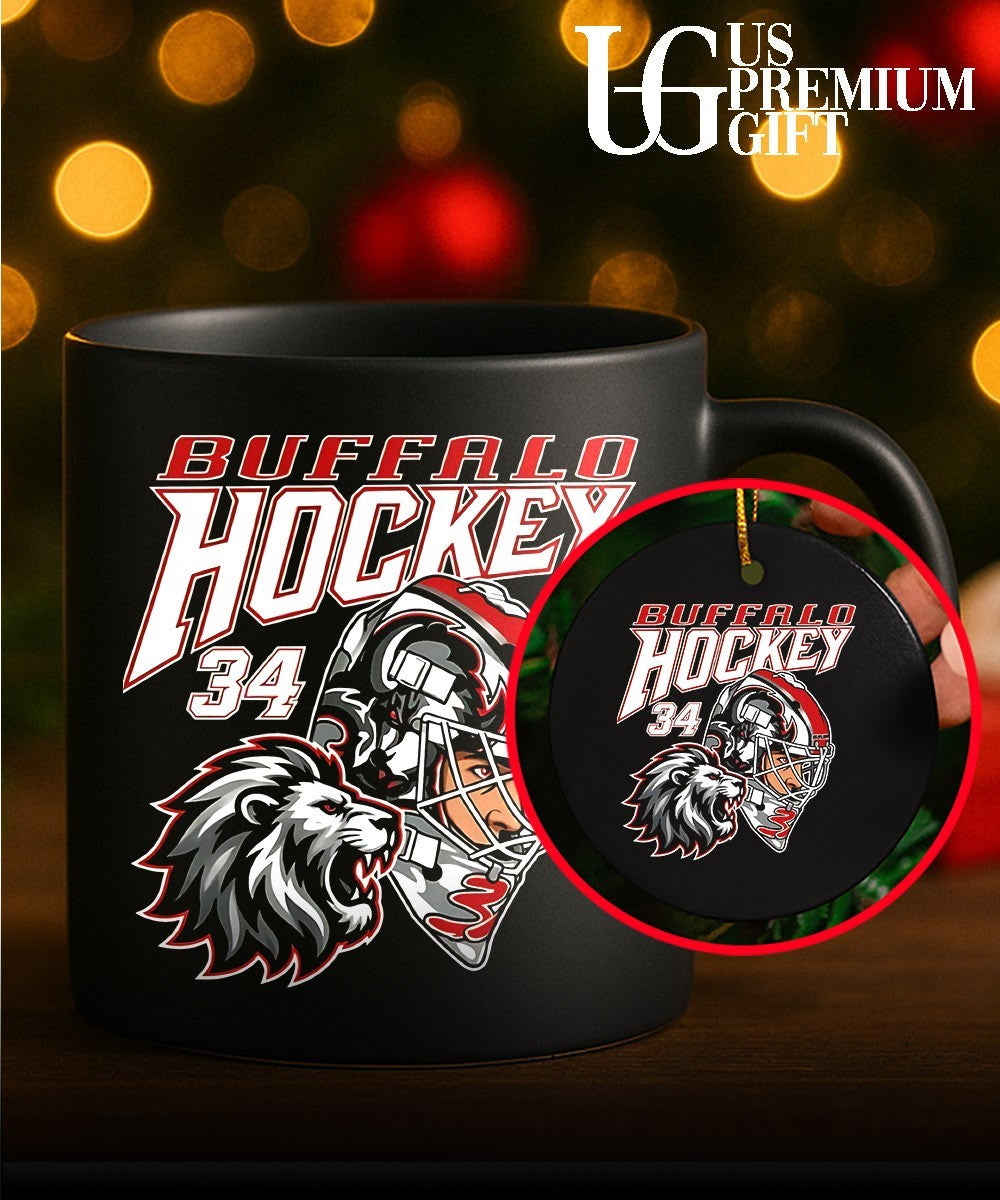 Alex Lyon 34 player Buffalo Hockey mask shirt