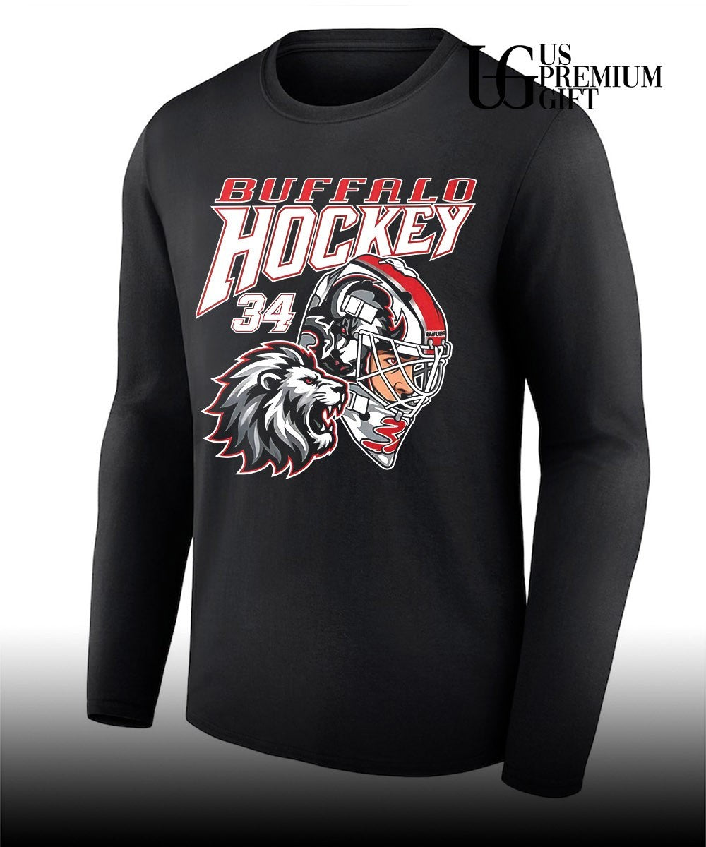 Alex Lyon 34 player Buffalo Hockey mask shirt