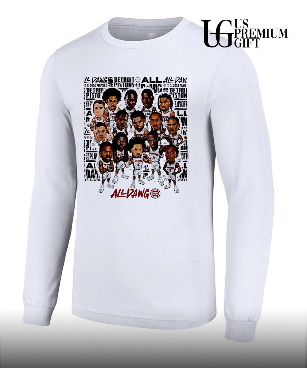 All Dawg Detroit Pistons basketball Playoffs 2026 caricature shirt