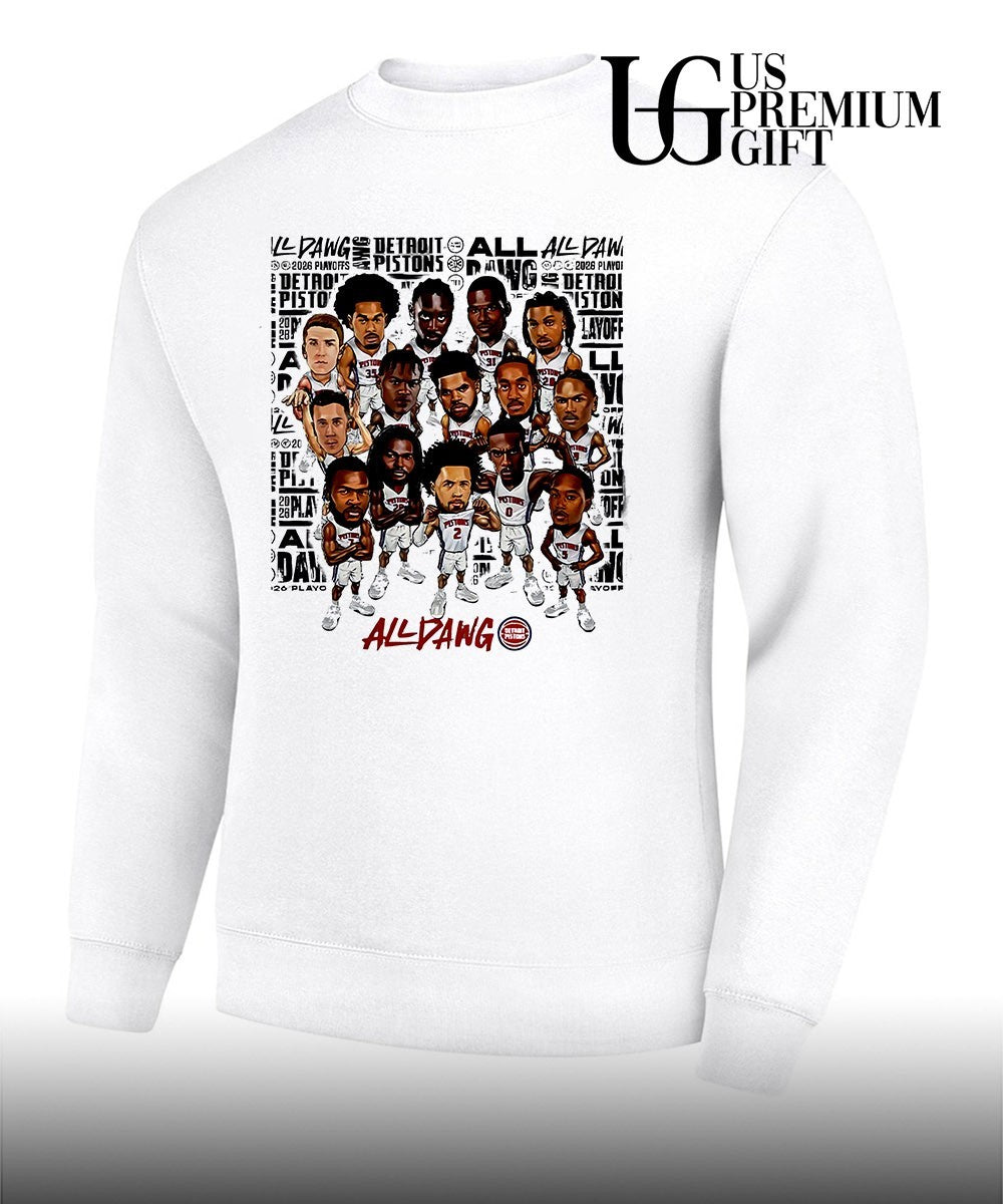 All Dawg Detroit Pistons basketball Playoffs 2026 caricature shirt