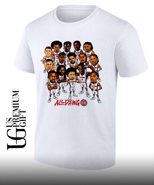 All Dawg Detroit Pistons basketball Team NBA Playoffs 2026 caricature shirt