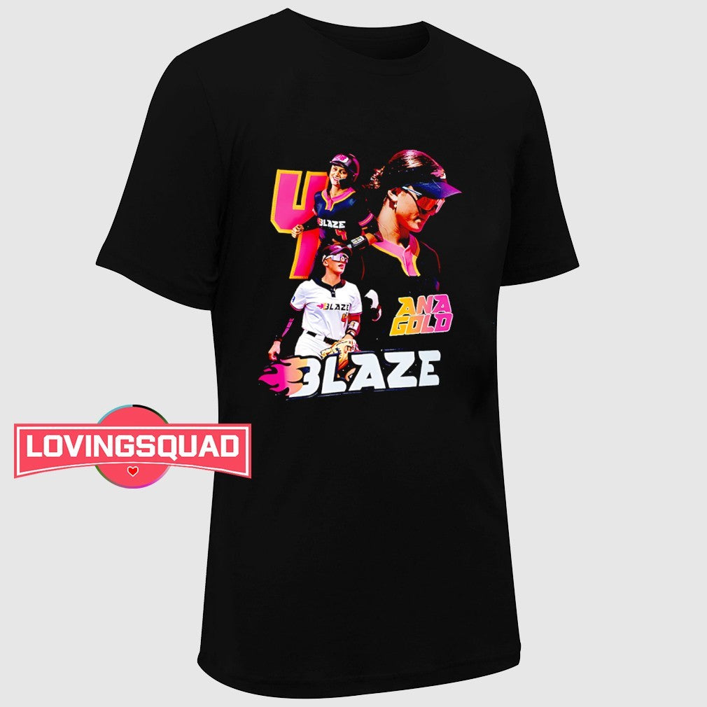 Ana Gold Blaze Softball Player Action Collage shirt