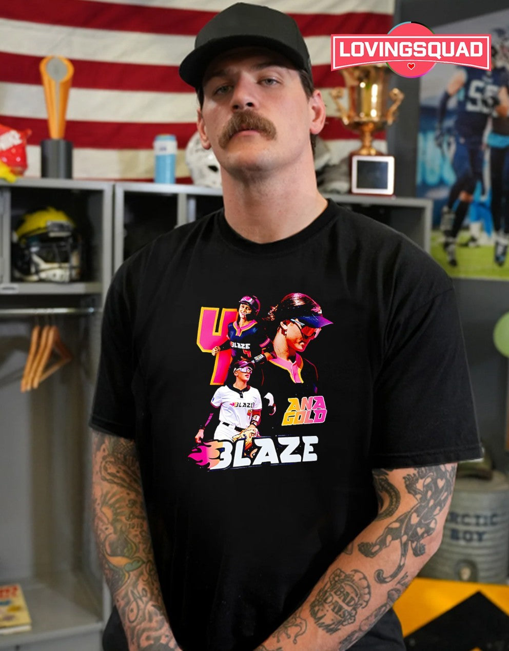 Ana Gold Blaze Softball Player Action Collage shirt