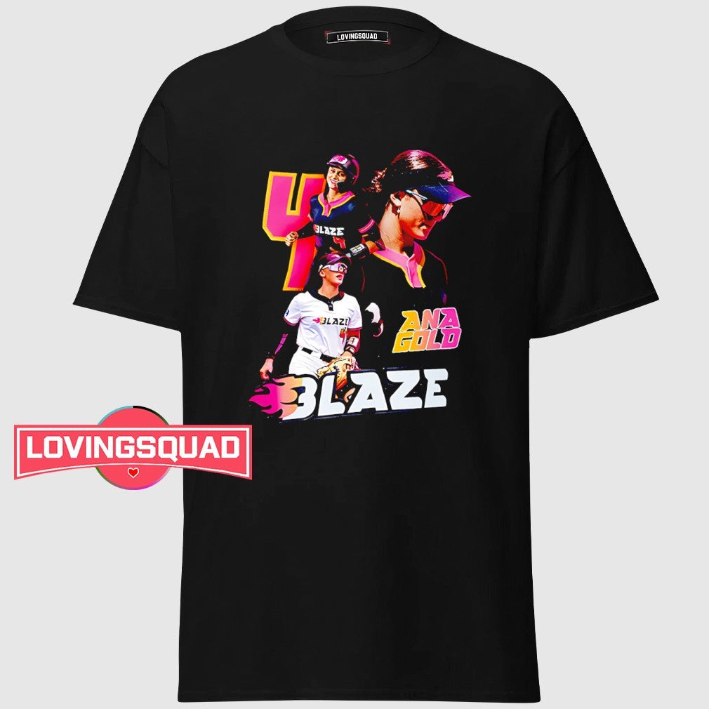 Ana Gold Blaze Softball Player Action Collage shirt