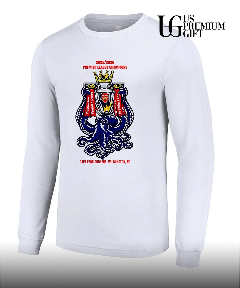 Arsenal Cape Fear Gooners Premier League Champions 2025-2026 trophy shirt