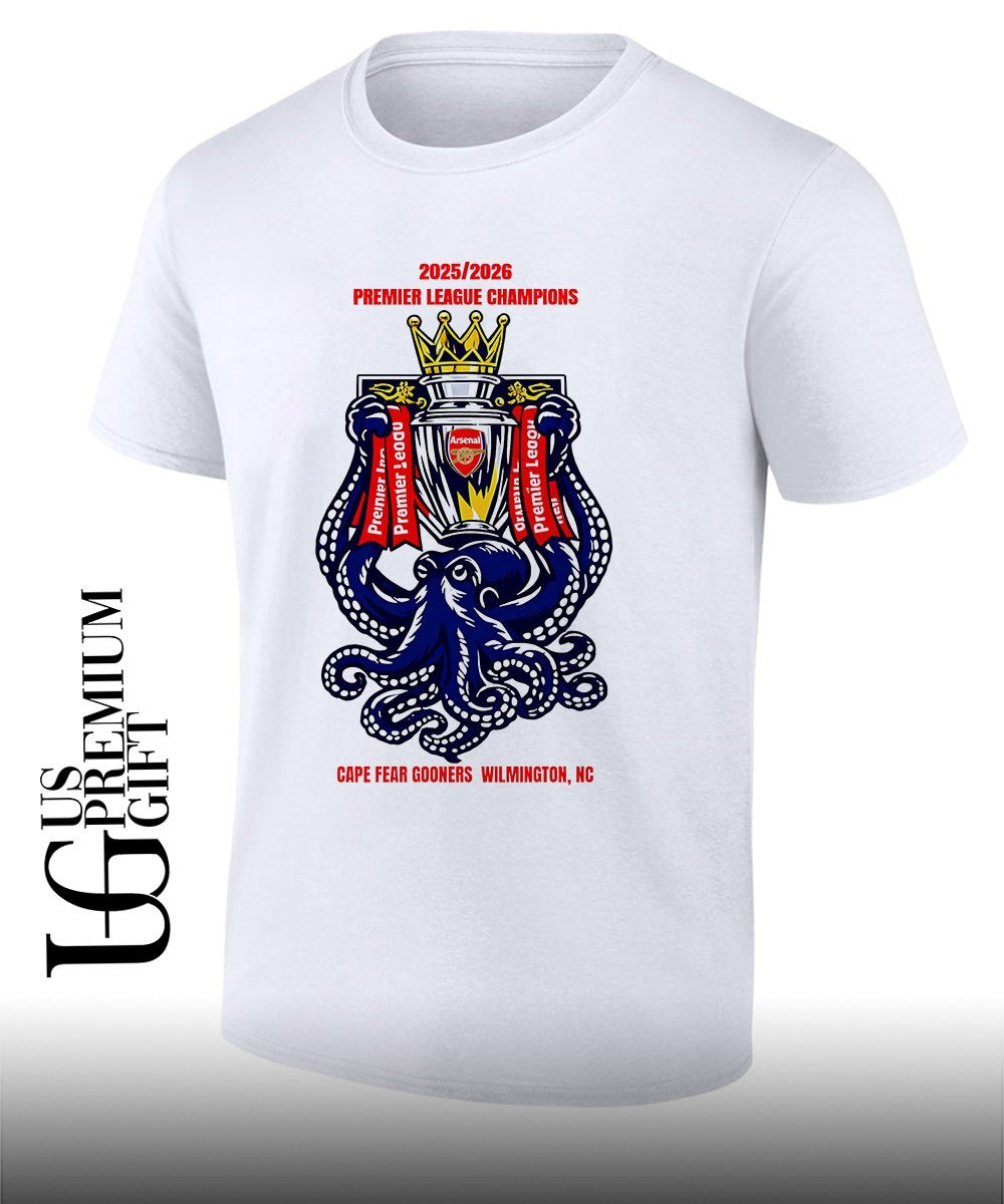 Arsenal Cape Fear Gooners Premier League Champions 2025-2026 trophy shirt