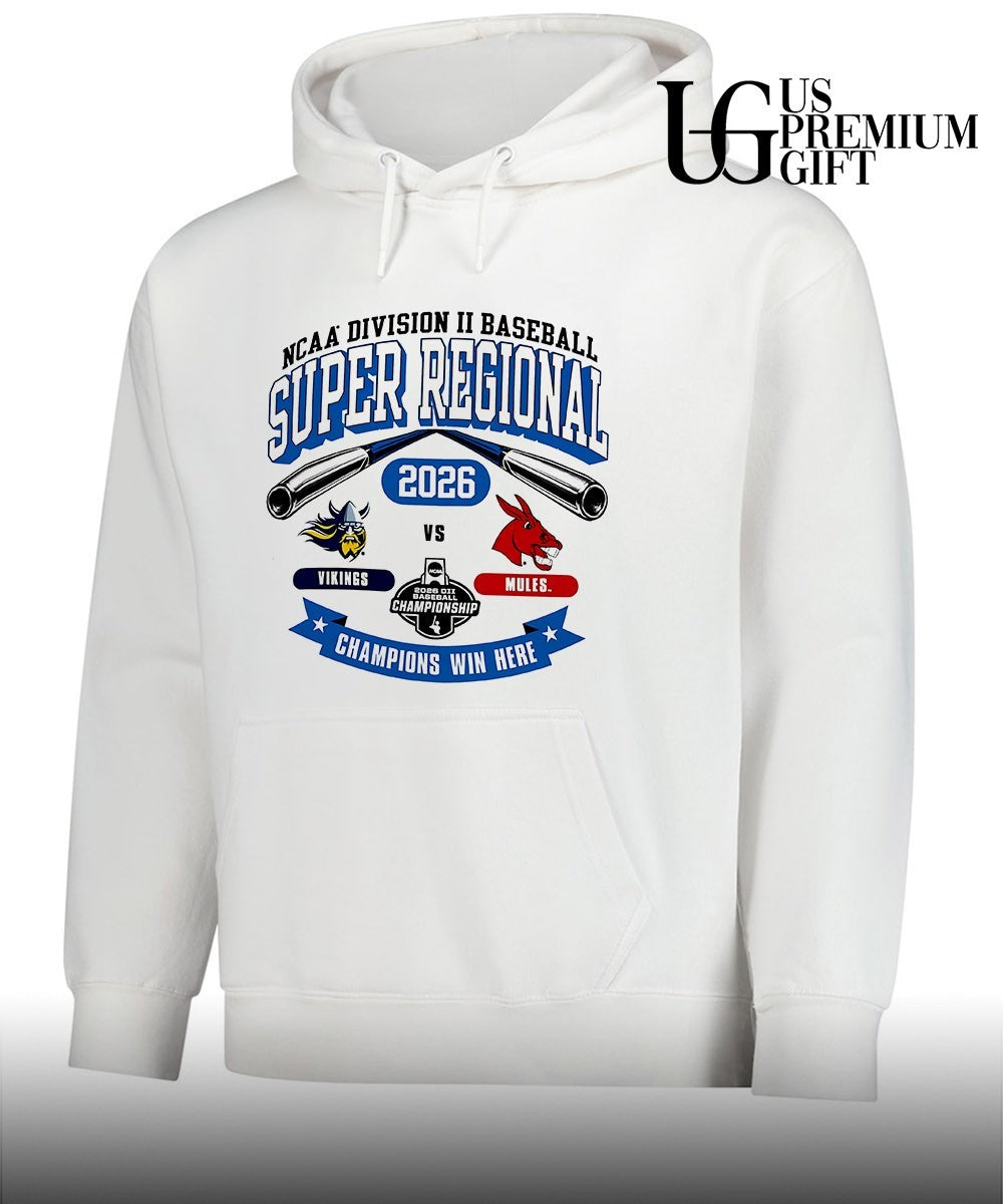 Augustana Vikings and UCM Mules Division II Baseball Super Regional 2026 Champions Win Here shirt