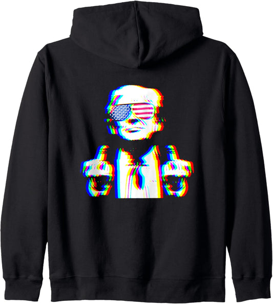Funny Trump Psychedelic EDM Trippy Vaporwave Techno Rave Zip Hoodie