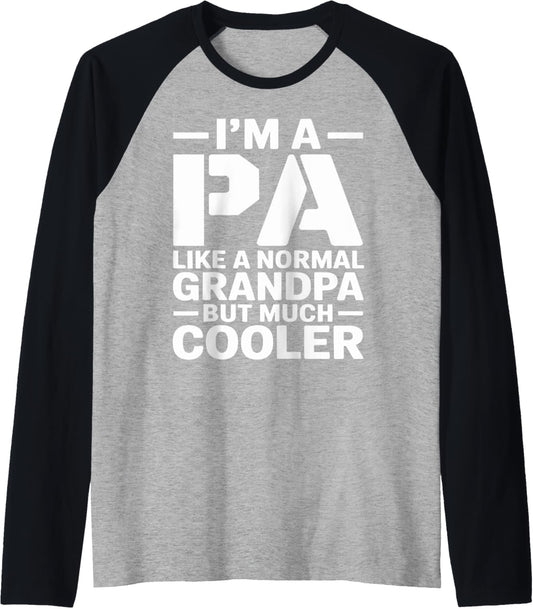 Mens Pa Like a Grandpa Only Cooler Southern Grandfather Raglan Baseball Tee