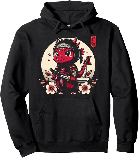 Japanese Samurai Ninja Dragon Tattoo Japanese Kawaii Art Pullover Hoodie