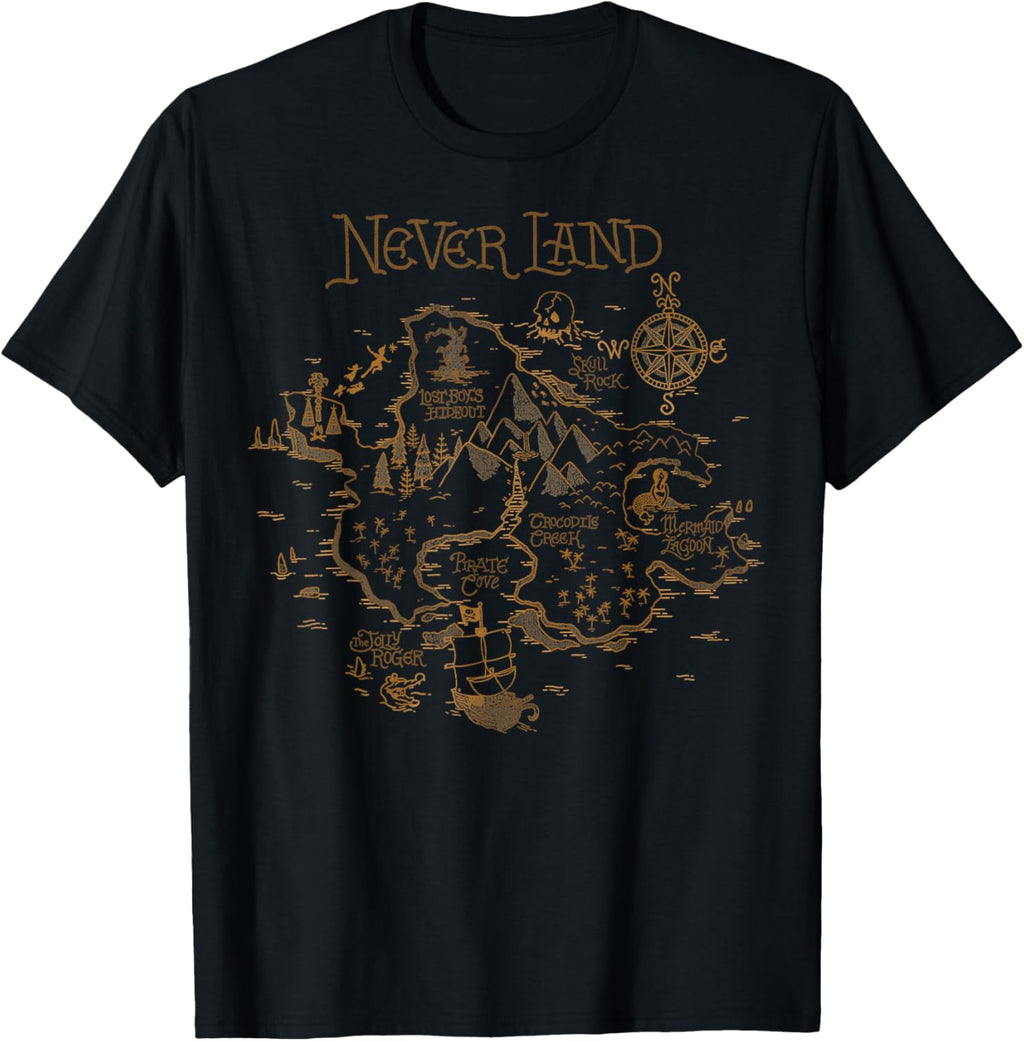 Peter Pan Never Land Map Graphic T-Shirt T-Shirt Small