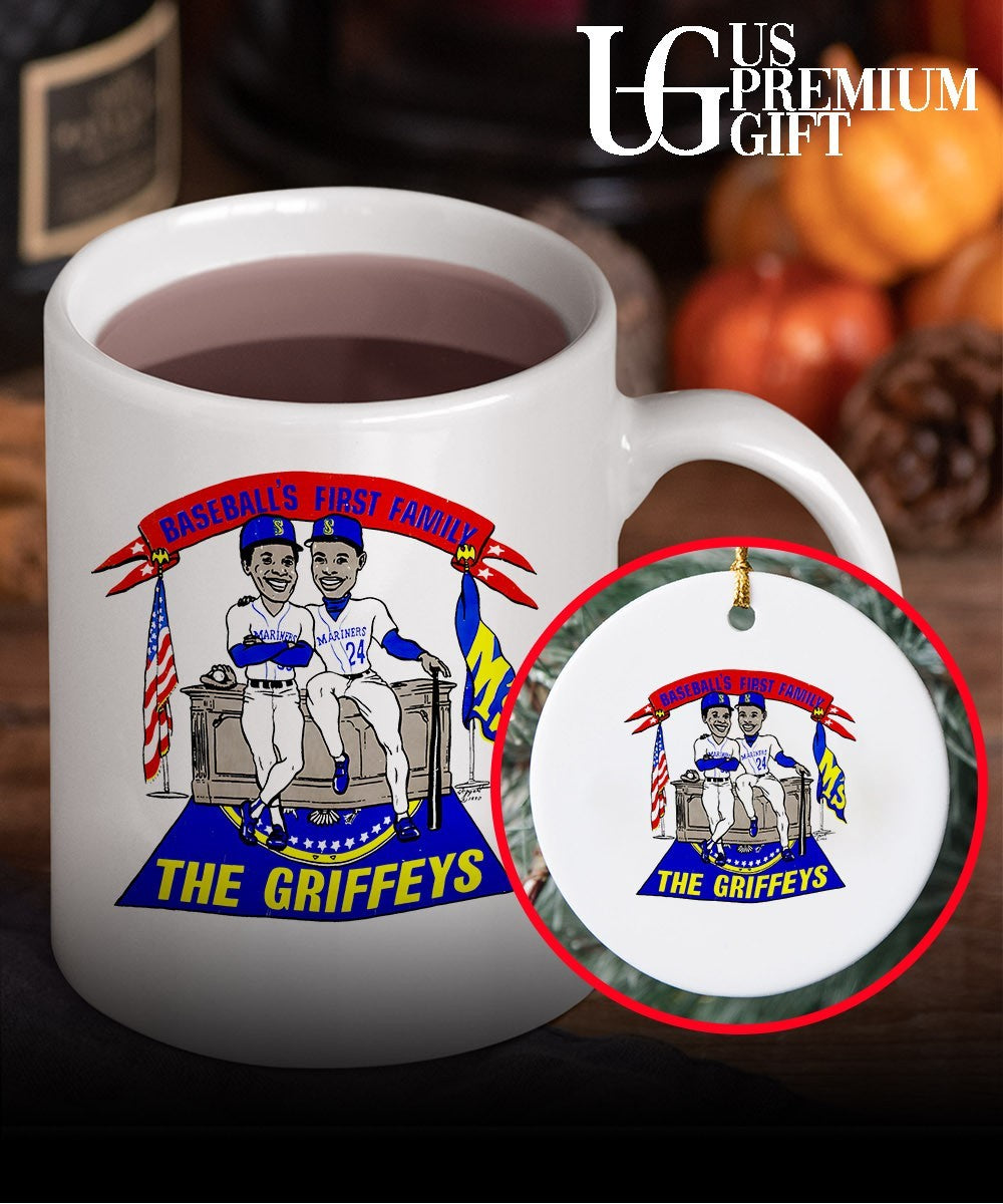 Baseball’s First Family The Griffey’s Seattle Mariners caricature signature shirt