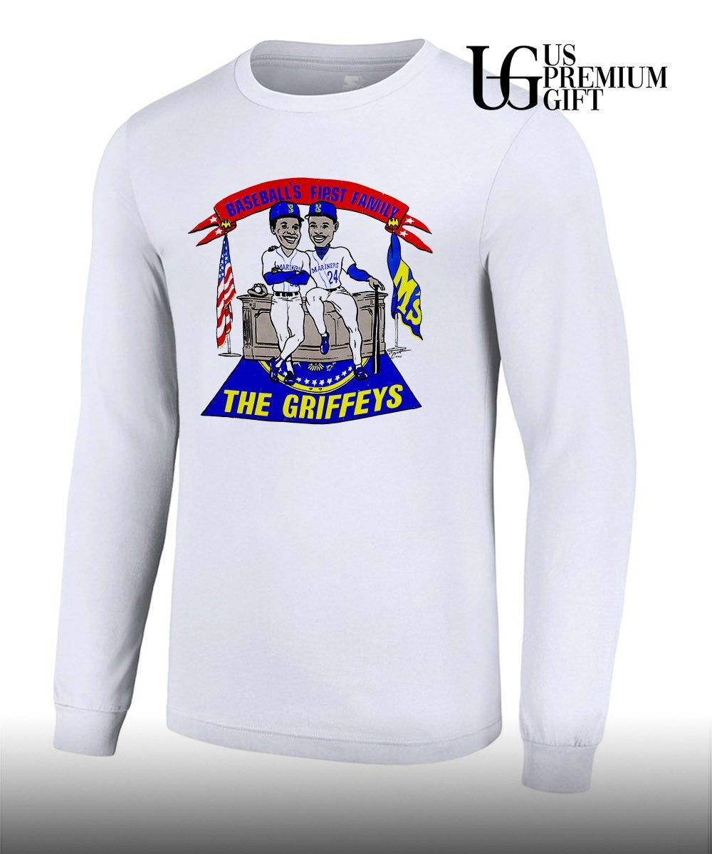 Baseball’s First Family The Griffey’s Seattle Mariners caricature signature shirt