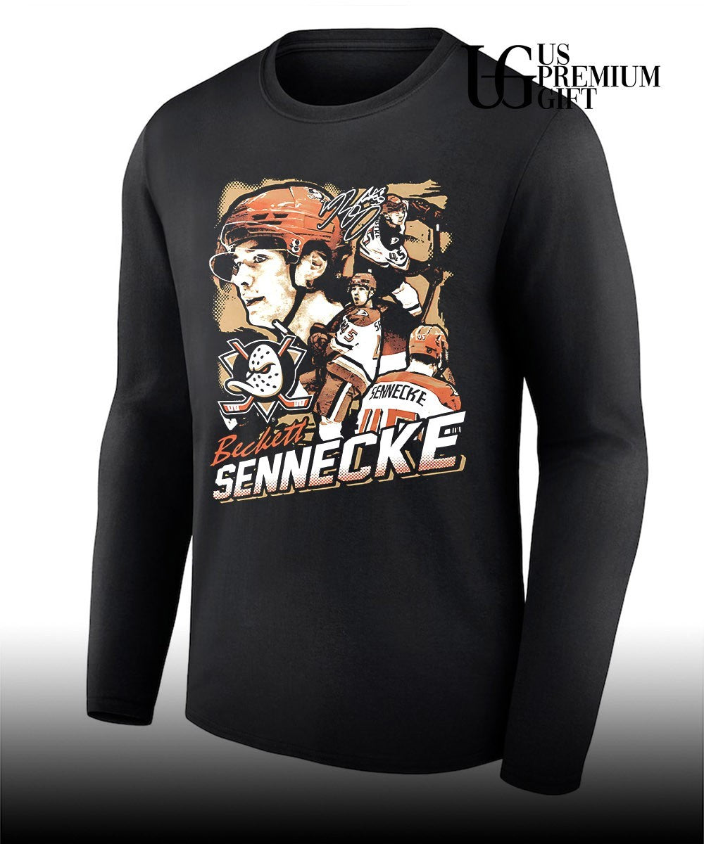 Beckett Sennecke Anaheim Ducks hockey signature graphic shirt