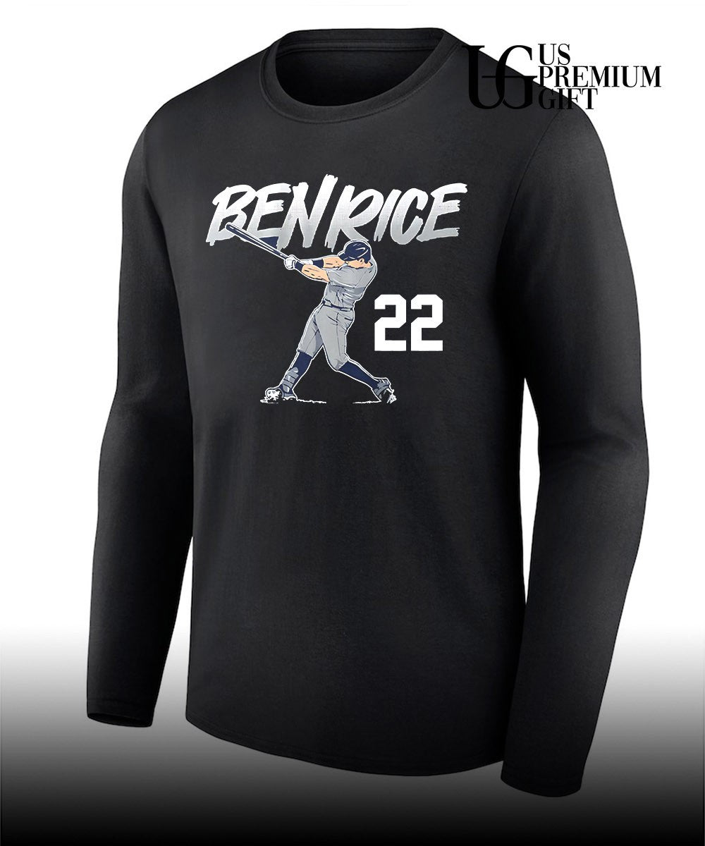 Ben Rice 22 New York Yankees baseball slugger swing shirt