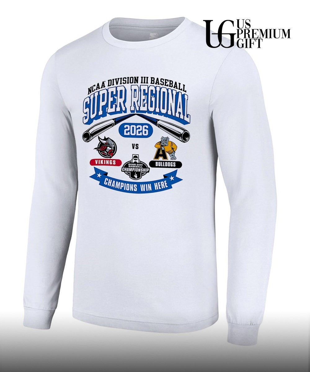 Bethany Lutheran Vikings and Adrian Bulldogs Division III Baseball Super Regional 2026 Champions Win Here shirt