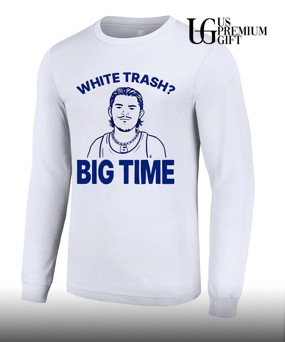 Bo Byram wearing White Trash Big Time With Bensons Face shirt
