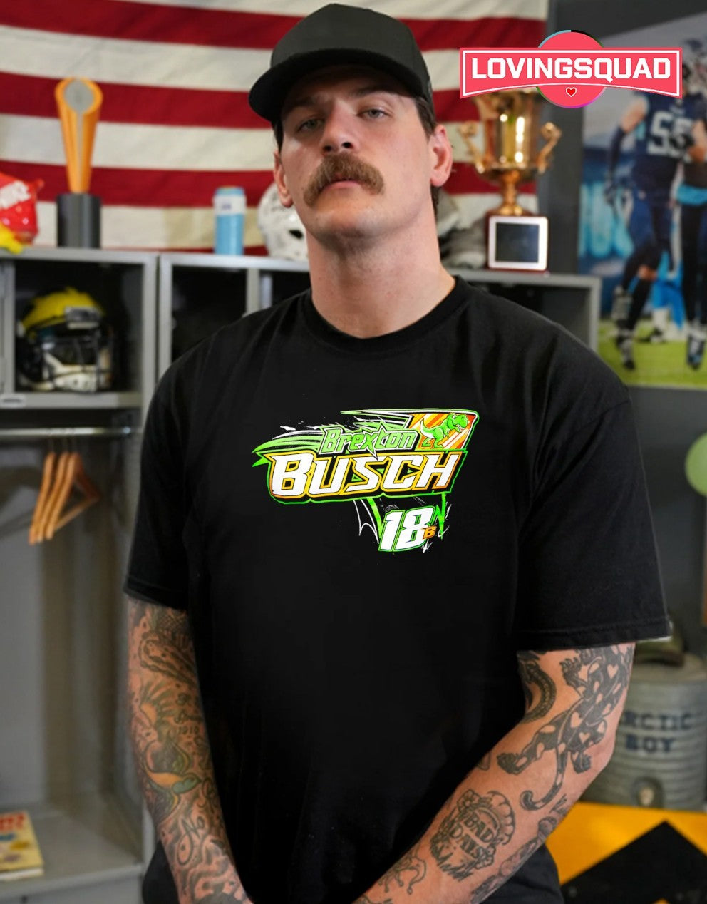 Brexton Busch T-Rex 18 Racing Dinosaur shirt