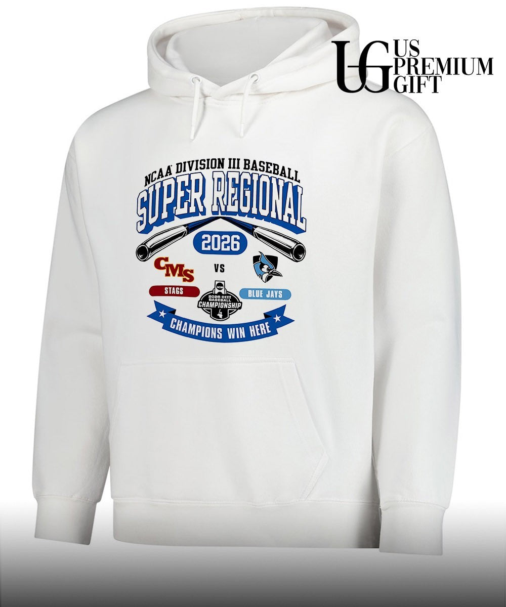 CMS Stags and Blue Jays Division III Baseball Super Regional 2026 Champions Win Here shirt