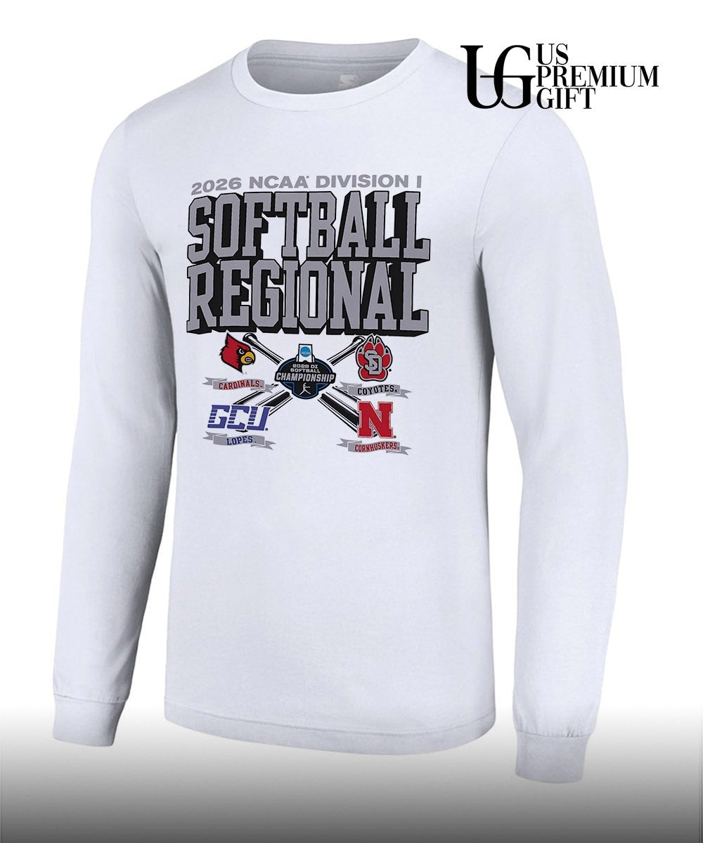 Cardinals Coyotes GCU Lopes and Cornhuskers 2026 NCAA Division I Softball Regional logo shirt