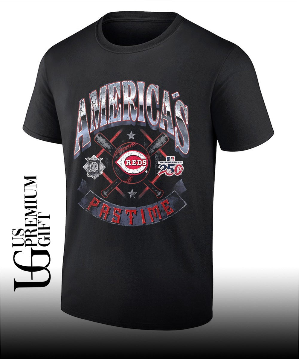 Cincinnati Reds baseball Americana 250th Pastime celebrating logo shirt