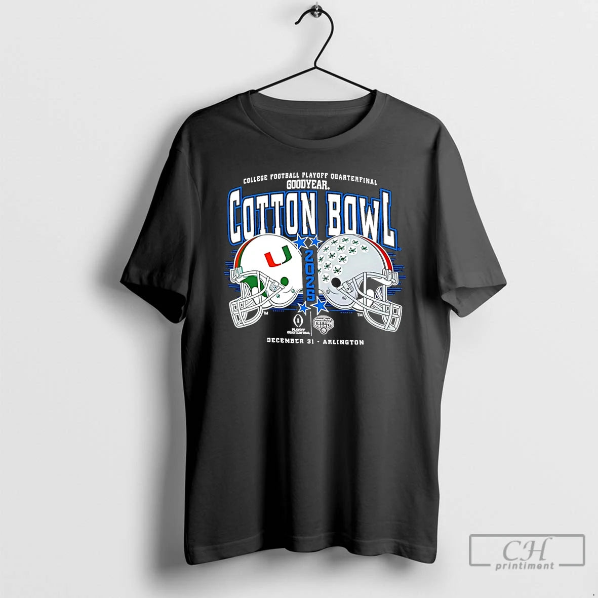 Classic 2025 26 Cfp Quarterfinal Cotton Bowl Ohio State Buckeyes Vs Miami Hurricanes T Shirts