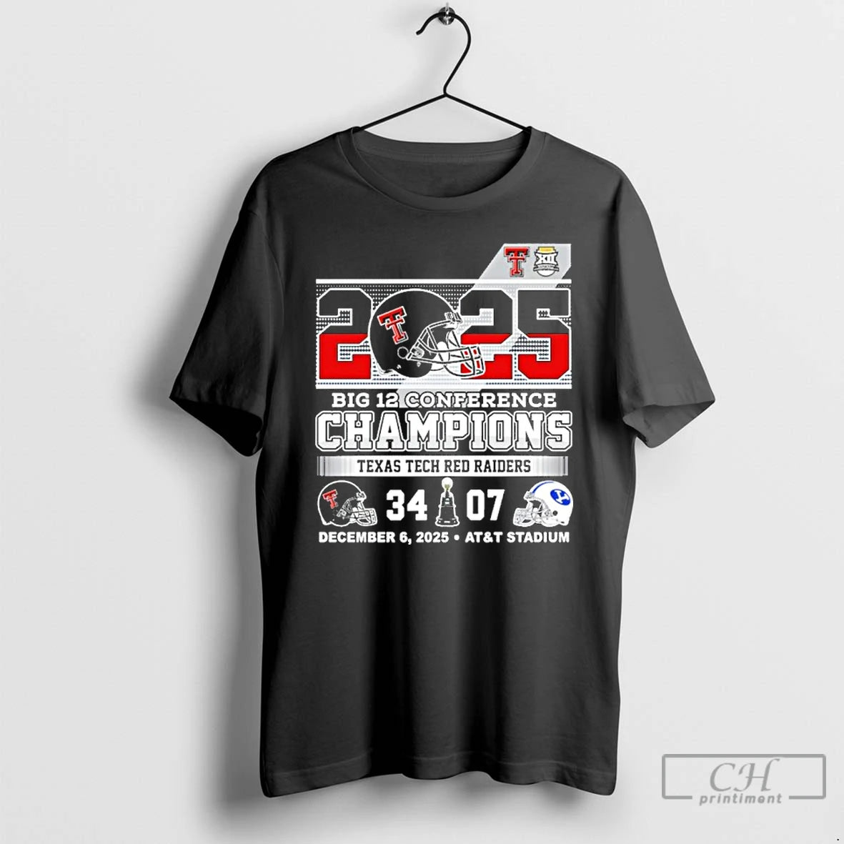 Classic 2025 Big 12 Conference Champions Texas Tech 34 7 Byu Score T Shirts Sweater Hoodie, Sweatshirt | PopFlextees.com