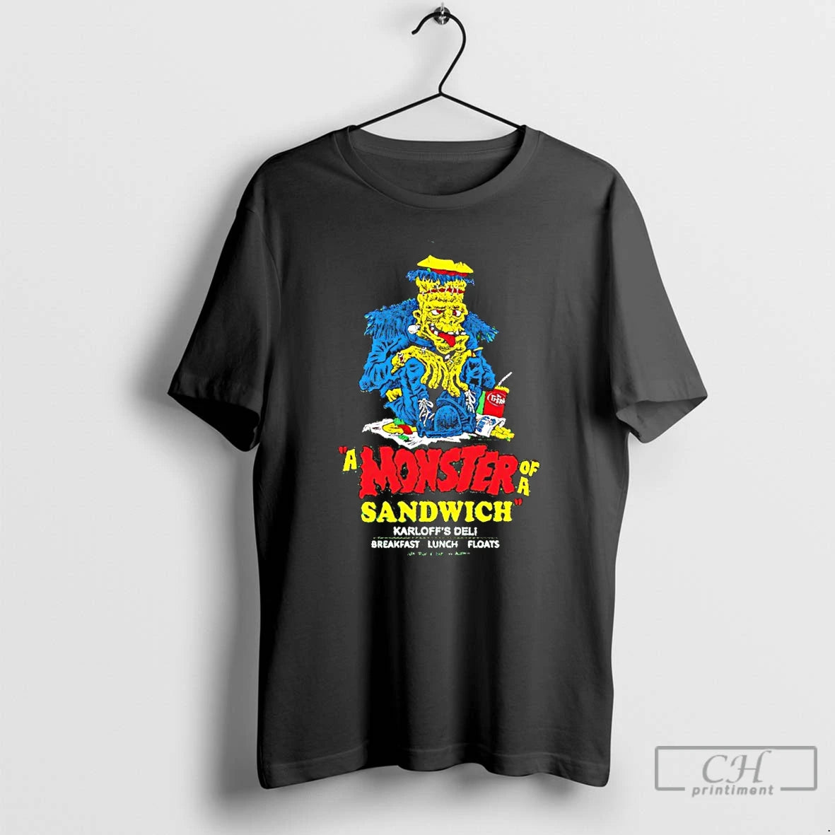 Classic A Monster Of A Sandwich Karloffs Deli Breakfast Lunch Floats T-Shirts, Hoodie, Sweatshirt | PopFlextees.com