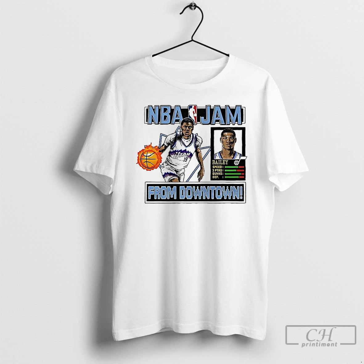 Classic Ace Bailey Utah Jazz Nba Jam Form Downtown Classic Video Game T Shirts Sweater Hoodie, Sweatshirt | PopFlextees.com