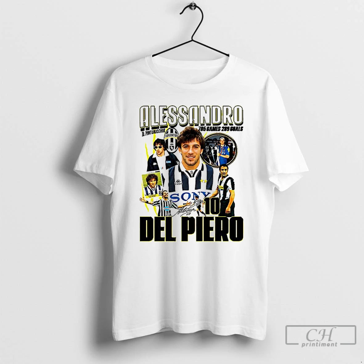 Classic Alessandro Del Piero Juventus Fc 705 Games 289 Goals Signature Retro T Shirts Sweater Hoodie, Sweatshirt