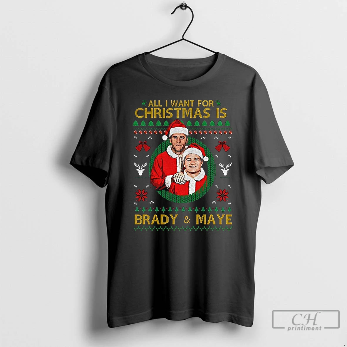 Classic All I Want For Christmas Is Brady And Drake Maye Step Santa T Shirts Hoodie, Sweatshirt | PopFlextees.com