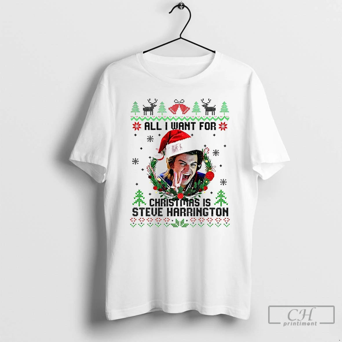 Classic All I Want For Christmas Is Steve Harrington Merry Xmas T-Shirts, Hoodie, Sweatshirt | PopFlextees.com