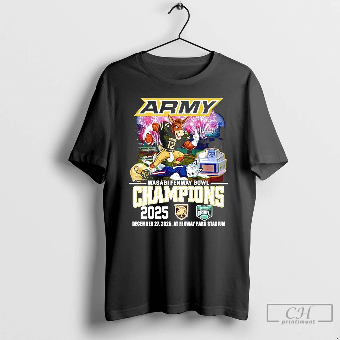 Classic Army Black Knights 2025 Wasabi Fenway Bowl Champions Mascot T-Shirts, Hoodie, Sweatshirt | PopFlextees.com