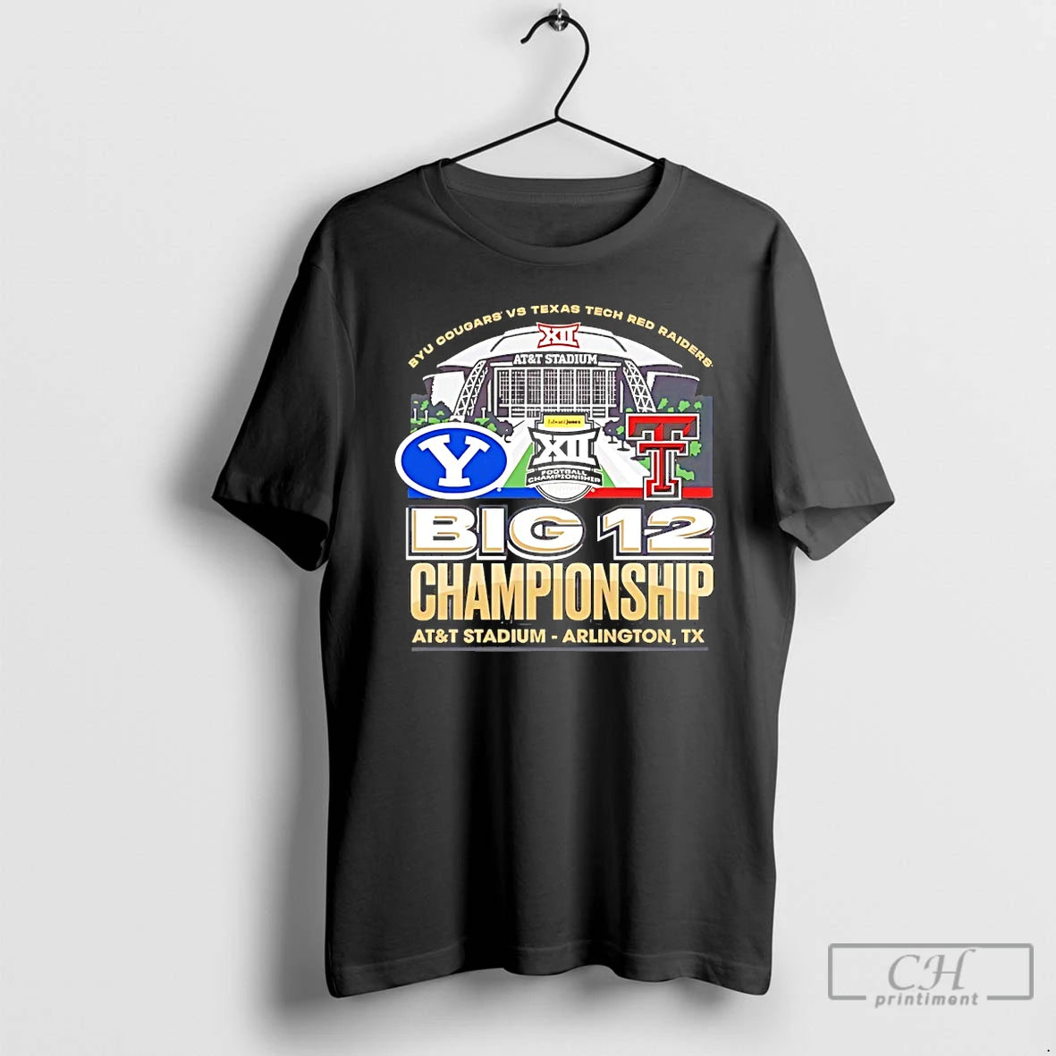Classic Byu Cougars Vs Texas Tech Red Raiders 2025 Big 12 Football Championship Stadium T-Shirts, Hoodie, Sweatshirt