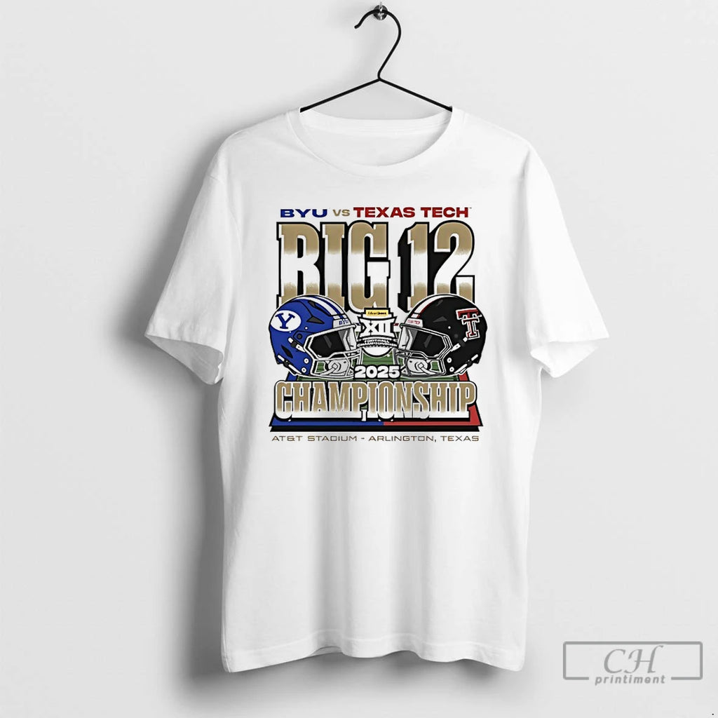 Classic Byu Vs Texas Tech 2025 Big 12 Football Championship Helmets T-Shirts, Hoodie, Sweatshirt | PopFlextees.com