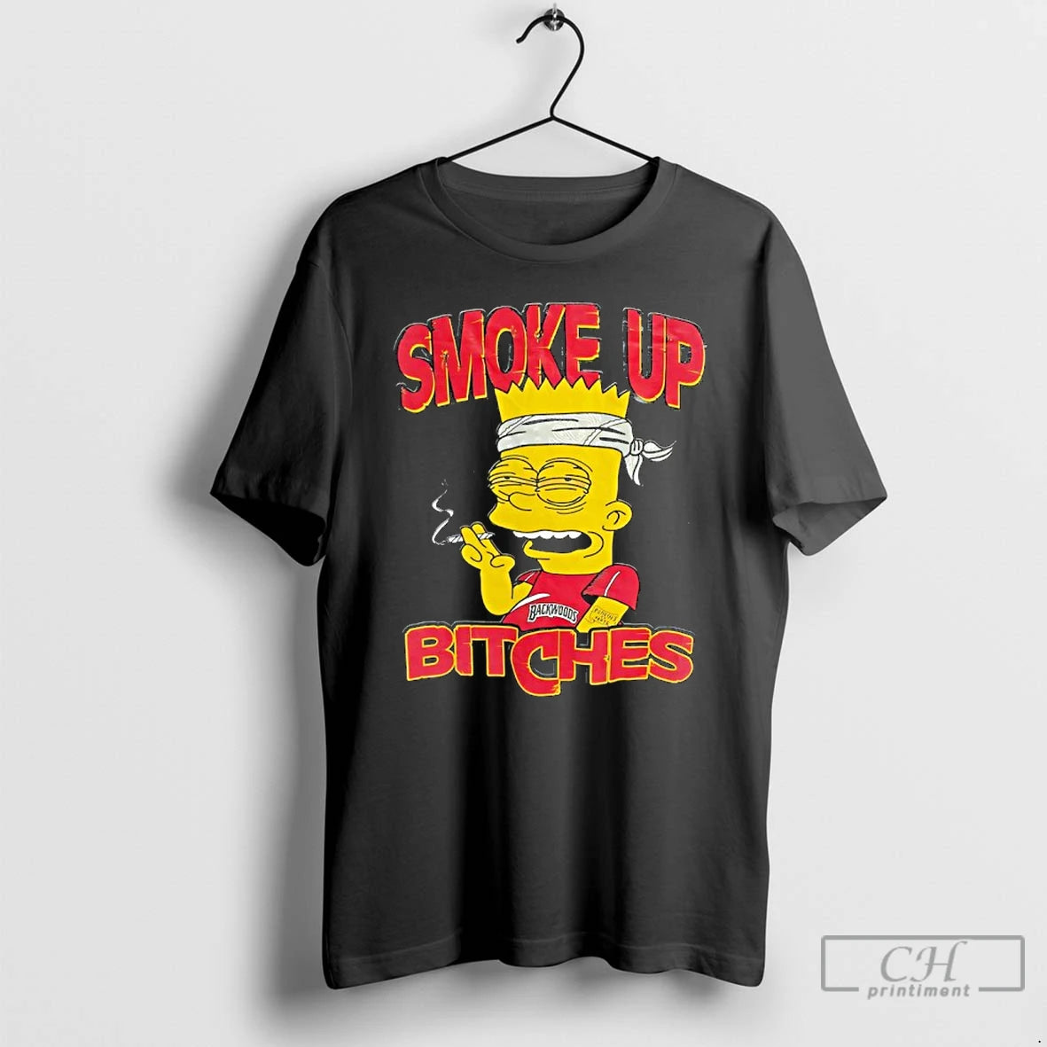 Classic Bart Simpson Bloodshot Smoke Up Bitches T-Shirts, Hoodie, Sweatshirt | PopFlextees.com