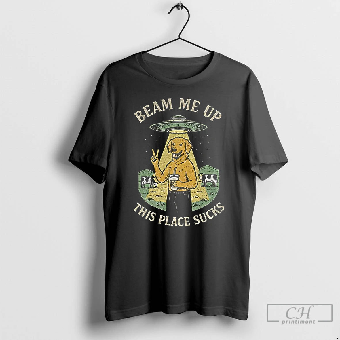 Classic Beam Me Up This Place Sucks Funny Golden Retriever T-Shirts, Hoodie, Sweatshirt
