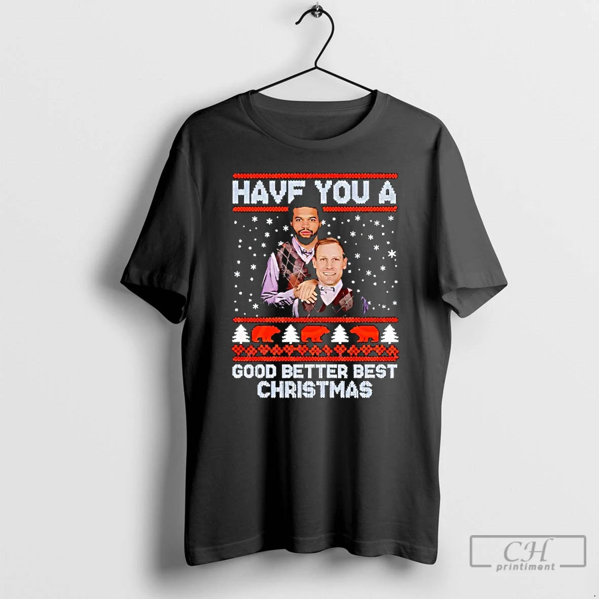 Classic Ben Johnson And Caleb Williams Good Better Best Christmas Football Ugly Pattern T Shirts Hoodie, Sweatshirt