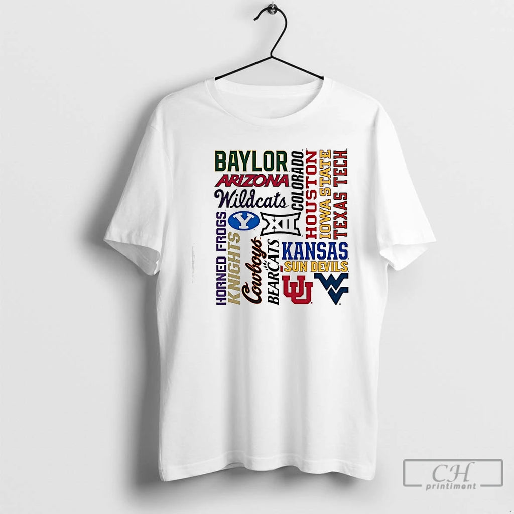 Classic Big 12 Team Wordmarks Logo T-Shirts, Hoodie, Sweatshirt | PopFlextees.com