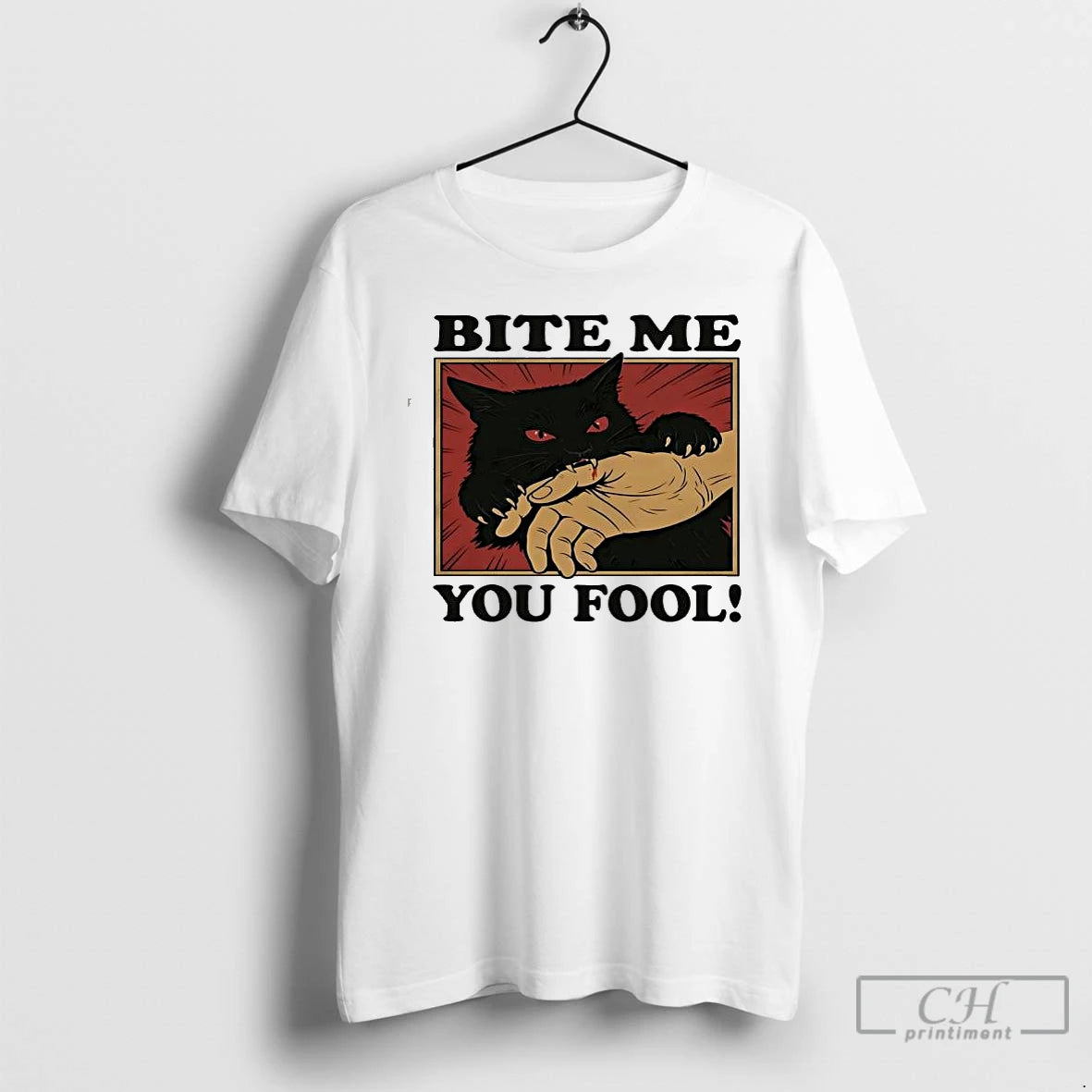 Classic Biting Black Cat Bite Me You Fool T-Shirts, Hoodie, Sweatshirt | PopFlextees.com
