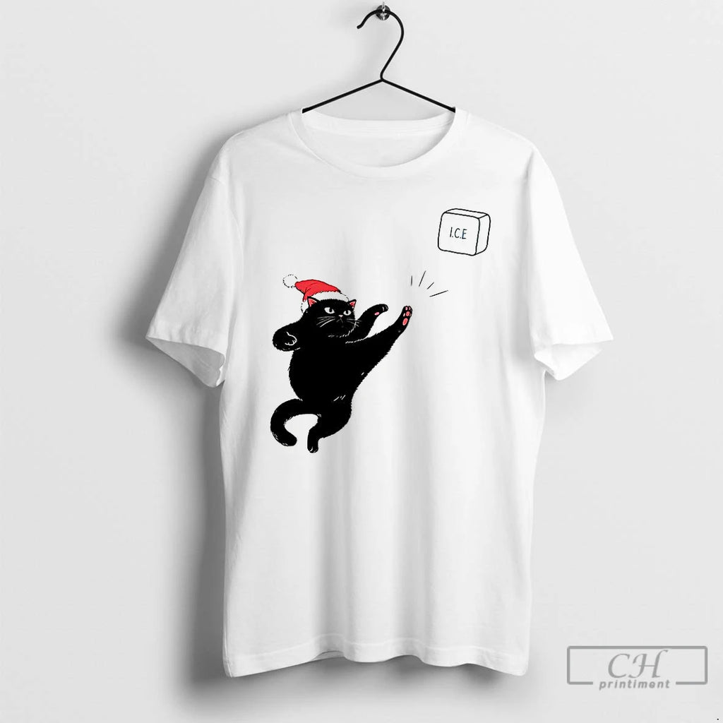 Classic Black Cat Christmas Abolish Ice Fuck Ice Caricature T-Shirts, Hoodie, Sweatshirt | PopFlextees.com